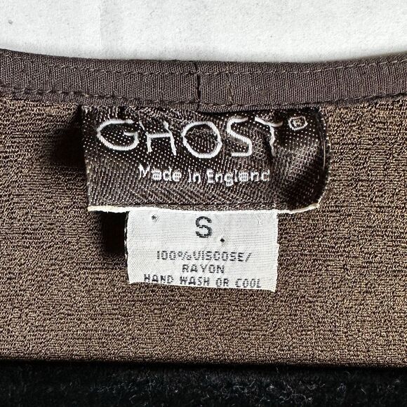 Vintage Ghost Brown Long Sleeve Blouse Women’s Small Made In England Silky Flowy - Picture 6 of 11